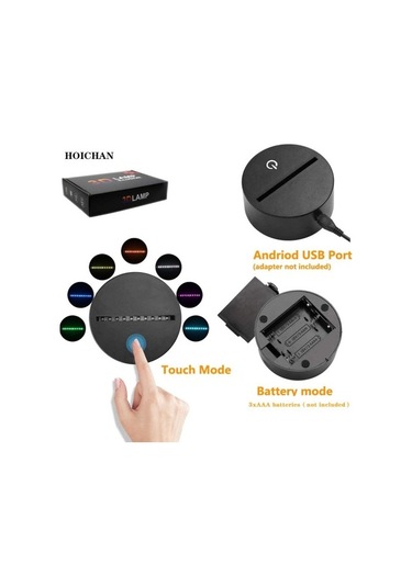 Wealthglow Renk Değiştiren 3d Dekoratif Şekilli Led Lamba - 12 Cm X65eho Siyah