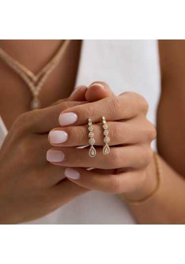 Kombin Prenses Damla Sarı Altın Takı Seti T14331