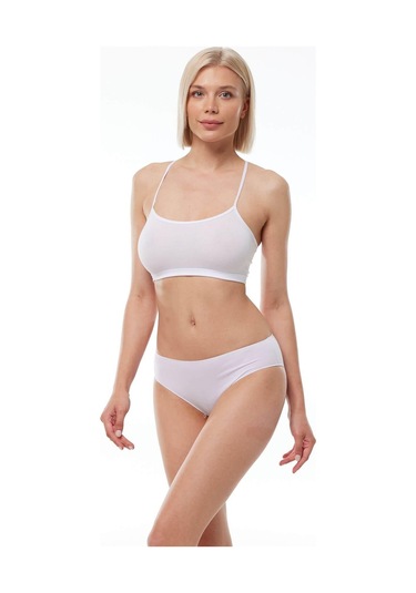 Malabadi 187 4'lü Paket Kadın Modal Ara Bel Dar Kalıp İz Yapmayan Slip & Külot Beyaz