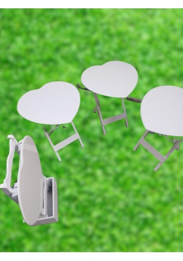 Zigon Sehpa Kalp Çanta Model Mdf Torna Iskelet Parlak Beyaz Lake