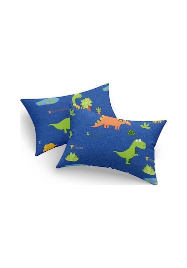 Eponj Home 2'li Yastık Kılıfı 50x70 Cm Only Dinolar Lacivert