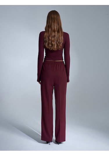 Dilvin 72209 Beli Lastikli Pantolon-bordo Bordo