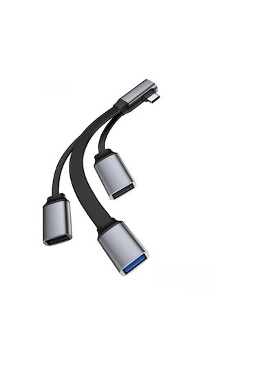 Konesam Type-c Çevirici Hub: Usb 3.0 + 2x Usb 2.0, 4-üç-1 Bölücü, Telefon/laptop/ipad Uyumlu, Alüminyum-abs, Gri