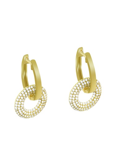 Tesbihane Beyaz Zirkon Taşlı Hulahop Model Gold Renk 925 Ayar Gümüş Kadın Küpe