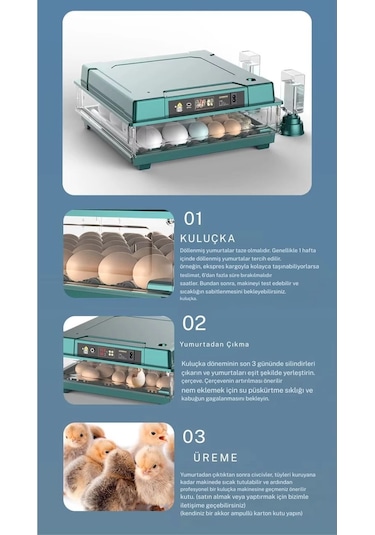 Slim Model 130 Lu Gün Sayaçlı Tam Otomatik Kuluçka Makinesi Yedek Motor + Su Kabı + Qr Videolu Kur