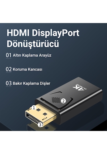 Veggieg 4k 30hz Displayport To Hdmı Çevirici Dönüştürücü Adaptör