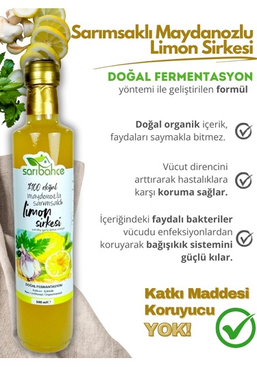 Sarımsaklı Maydonozlu Limon Sirkesi 500 Ml - Organik Doğal Fermantasyon