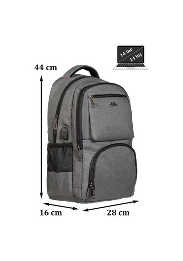 Case Club 13,3-14 İnç Gri Laptop Sırt Çantası Su Geçirmez Kumaş Darbe Emici Koruma