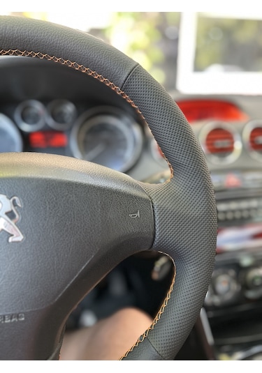 Peugeot 308 2011 Araca Özel Direksiyon Kılıfı Nokta Düz Turuncu