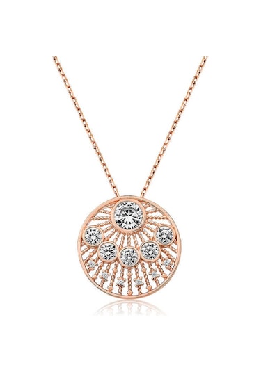 925 Ayar Gümüş Etnik Desenli Rose Kadın Gümüş Kolye