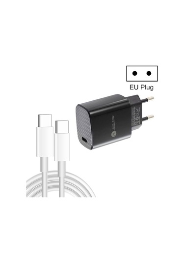 Pd11 Tek Pd3.0 Usb-c / Tip-c 20w Hızlı Şarj Cihazı 1m Tip-c Tip-c Veri Kablosu, Ab Fişi Siyah Siyah