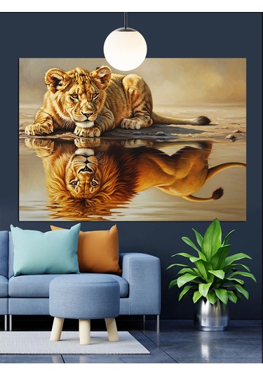 Kaplan Pusuya Yatmış Dekoratif Kanvas - Mdf Ahşap Tablo