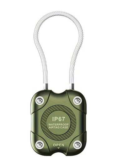 Elmpaly Askeri Yeşil Tel Kablolu Airtag Kılıfı Güvenli Kilitli Anahtarlık Çanta Araç