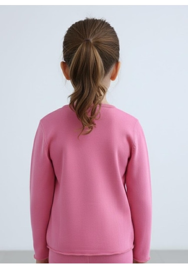 Kız Çocuk Fitilli %100 Pamuklu Düğmeli Hırka Koyu Pembe