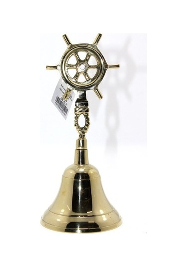 Büro Ev Ofis Dekoru İçin Pirinç Yapım Dümen Stil Kulplu El Çanı