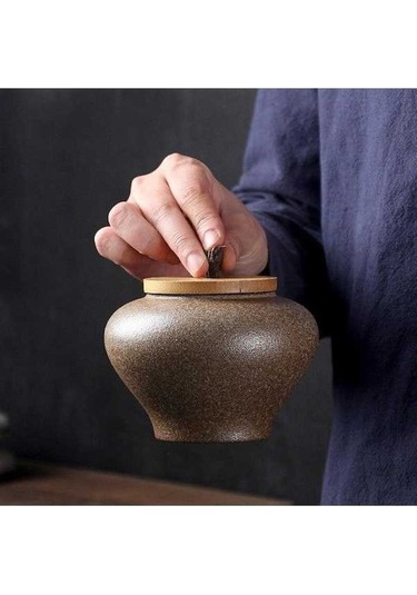 Pazly Seramik Çay Kutusu Kurutulmuş Meyve Depolama Tankı Kaba Çömlek Teneke Mühürlü Şişe Baharat Kavanoz Çay Caddy Hediyelik Diğer