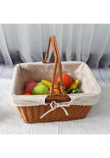 Homyl Taklit Rattan Piknik Sepeti Dokuma Meyve Stil E Çok Renkli