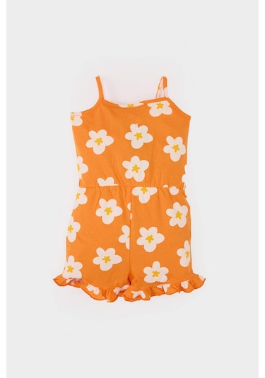 Defacto Kız Bebek Çiçekli Askılı Tulum C0077a525hsog316 Turuncu