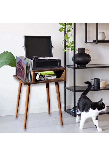 Plak Ve Pikap Sehpası Ahşap Ayaklı