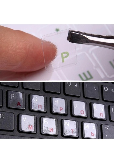 Monyee Rus Alfabe Klavye Sticker'ları 2 Adet - Su Geçirmez, Dayanıklı Pvc - Sarı Renk