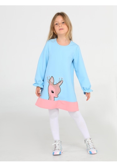 Ceylan Mint Pembe Dokuma Poly Kız Elbise-mint Mint