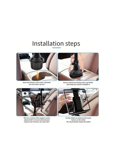 Chuangyinshop Siyah 4-13 Inç Ayarlanabilir Araç Cup Holder Tablet Telefon Tutucu İpad İphone Uyumlu Tüm Telefonlar
