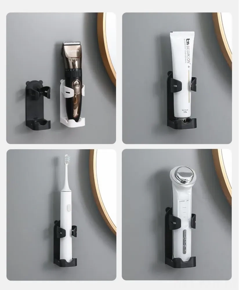 Kosona Banyo Tutucu, Elektrikli Fırça Ve Tıraş Makinesi İçin, Su Birikmesini Önleyen, Abs Plastik, Özellikli, 1 Adet, Beyaz Siyah