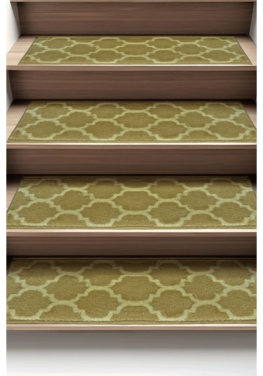 Dikdörtgen Dokuma Merdiven Halısı Kendinden Yapışkanlı Bej Bej