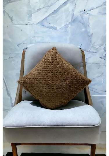 Bohem Dekoratif Yastık Kılıfı Kırlent Kılıfı 43x43 Cm Kahverengi Otantik Dsn