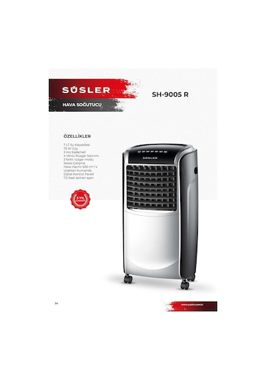 Süsler Sh-9005r Uzaktan Kumandalı Sulu Hava Soğutucu