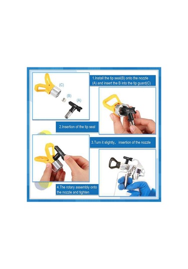 Xurunkeji 10 Adet Sprey Ucu, Havasız Boya Püskürtme Ucu Ve Filtresi, Tersinir Sprey Ucu, Havasız Püskürtme Aksesuarları İçin Boya