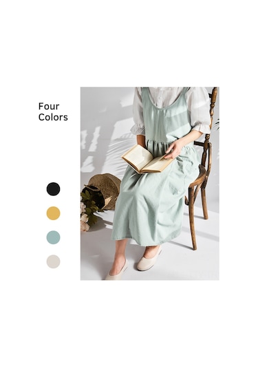 Dianziye Gönüllü Kumaş Mutfak Fırın Çalışma Apronu - Logo Baskılı, Dayanıklı, Tabanlı Model, Sarı, Tek Beden