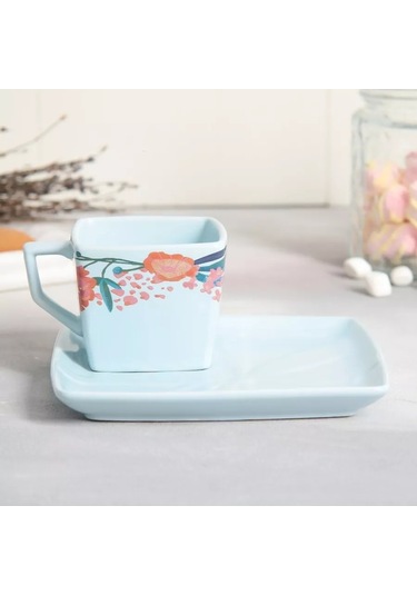 Denezo Mavi Seramik Çay Kupası 150 Ml Ve Tabağı 244856585 Açık Mavi