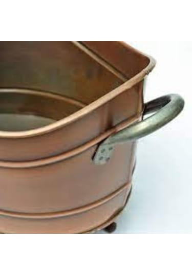 Ayaklı Odun Kovası Bakır Büyük Boy Bakır
