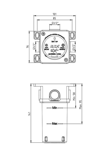 Eca Myra Ankastre Duş Bataryası Sıva Altı Grubu Mat Beyaz 102166102C4 Mat Beyaz