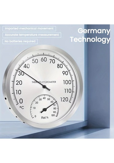 Topshop1 Anjkflur Simli 12.7 Cm Paslanmaz Celik Termometre Higrometre Fahrenheit Selcius Ic Dis Mekan