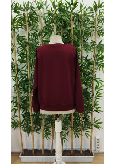 The İstanbul Kadın Yılbaşı Özel Uzun Kollu Bisiklet Yaka Desenli Viskon Iki Iplik Bluz Bordo