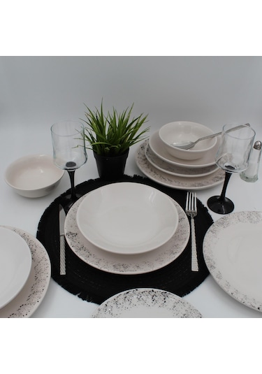 Spot 18 Parça Yemek Takımı Siyah
