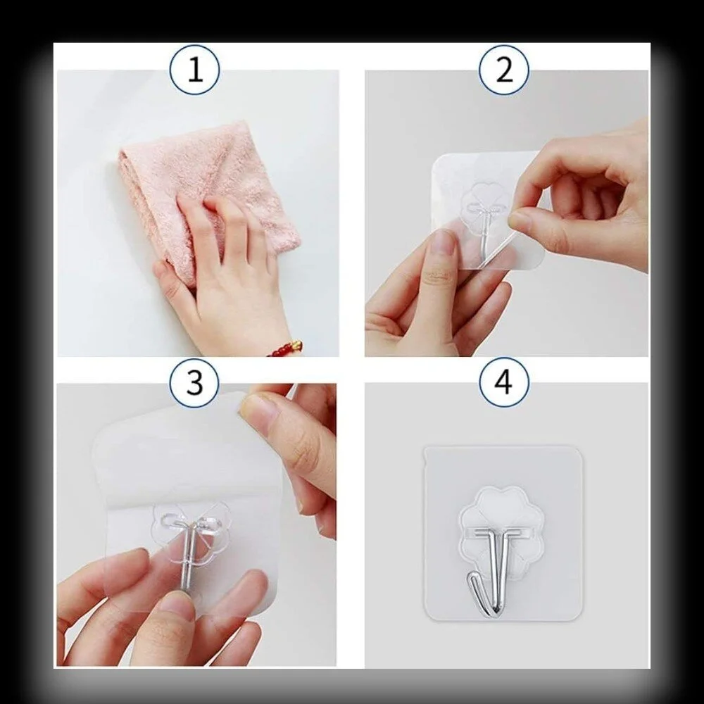 5 Adet Şeffaf Güçlü Duvar Askısı Yapışkan Askılık Vantuz Kanca Mutfak Banyo Düzenleyici