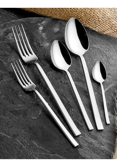 Zagori Düz Sade Model 30 Parça 6 Kişilik Çatal Kaşık Takımı Çelik