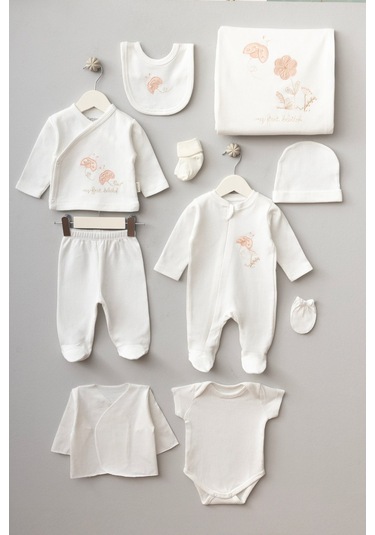 Bebitof 10parça Sevimli Uğur Böceği Desenli Kutulu Yenidoğan Hastane Çıkışı Pembe