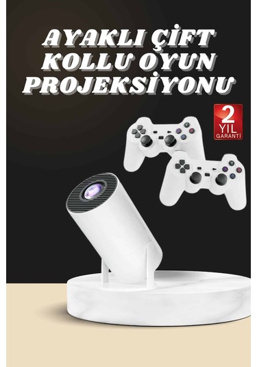 Projeksiyon Cihazı Video Oyun Konsolu Projektör Taşınabilir Ayaklı Çift Kollu 4k Çözünürlüklü