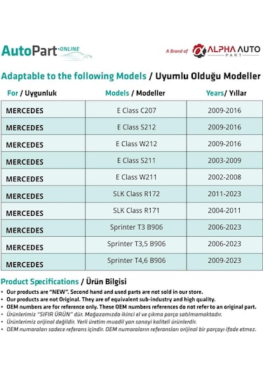 Mercedes İçin Motor, Kaput Keçe Klipsi- 10'lu