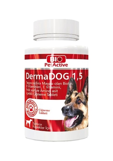 Bio PetActive Dermadog 1.5 Sarımsaklı Bira Mayalı Probiotik Büyük Irk Köpek Vitamini 100 Tablet 150 G
