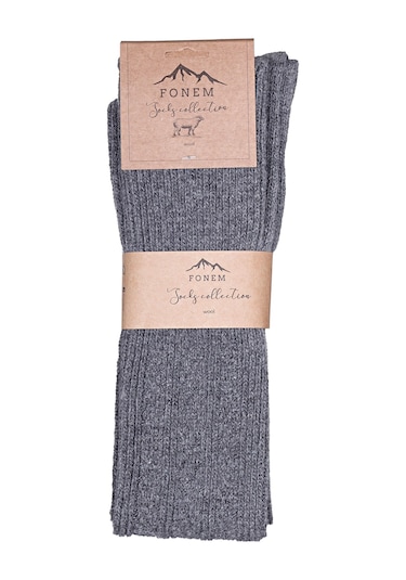 Fonem Kadın Diz Üstü Yünlü Çorap Fo 8015 Gri
