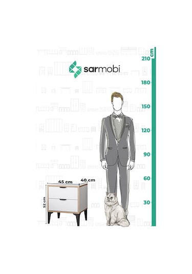 Arden 2 Çekmeceli Komodin Beyaz