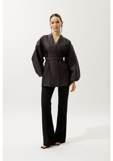 Jakar Organze Kimono Mor Mor