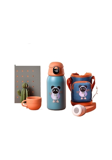 Çocuklar İçin Paslanmaz Çelik Termos Bardak Pipetli Okul Su Matarası Anaokulu Çantasına Uygun Dayanıklı Çocuk Fincanı Ilkokul Öğrencileri İçin Pratik Seyahat Su Bardağı MAvi