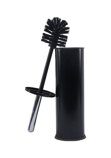 Siyah Renkli Paslanmaz Pedallı 12 Lt Çöp Kovası - Klozet Fırçası 2'li Banyo Seti Siyah