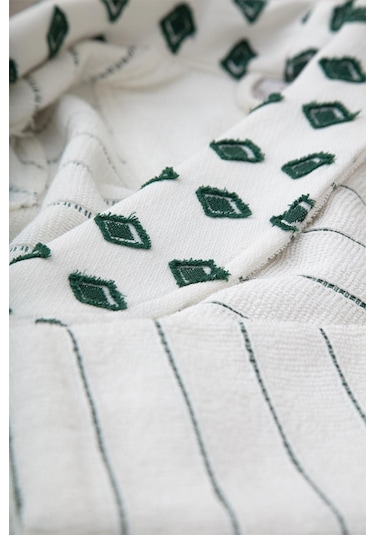 Ecocotton İmre Bej-yeşil "m-l" %100 Organik Pamuk Müslin Jakarlı Aile Bornoz Seti Bej - Yeşil